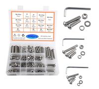 Rshuhx M5 M6 M8 Tornillos y Tuercas Tornillos de Cabeza Hexagonal Acero Inoxidable 304 Tornillos de Cabeza Cilíndrica Kit de Surtido de Sujetadores de Máquina 300pcs