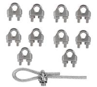Rshuhx M6 Presillas Cable Acero Abrazaderas de Cable Wire Rope Clips Abrazadera de Cuerda de Alambre Acero Inoxidable 304 Perno En U para Tensar el Cables Cuerda Ropa 10pcs