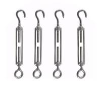Rshuhx M6 Tensor Gancho Tensor de Alambre Tensor de Acero 4piezas Inoxidable 304 Tensor Cuerda Tendedero Hook & Ojo Tensor Ajustable Tensores para Cables Toldos Decoración de jardines