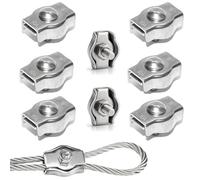 Rshuhx M8 Cable Acero Abrazaderas de Cable Wire Rope Clips Abrazadera de Cuerda de Alambre Acero Inoxidable 304 Adecuado para Tendederos, Toldos y Jardines 8pcs
