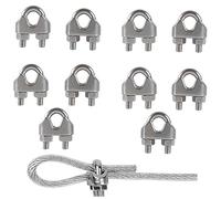 Rshuhx M8 Presillas Cable Acero Abrazaderas de Cable Wire Rope Clips Abrazadera de Cuerda de Alambre Acero Inoxidable 304 Perno En U para Tensar el Cables Cuerda Ropa 10pcs