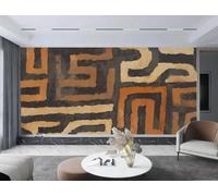 rskjdghshd Carta da parati artistica dipinta a mano con linee geometriche marroni e texture per pareti di sfondo di TV, divano, camera da letto, soggiorno e studio. 3D, 400x280cm.