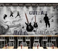 rskjdghshd Papel pintado con temática de música rock pintado a mano para cafetería y restaurante, 3D, 430 x 300 cm