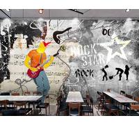 rskjdghshd Papel pintado de moda con temática de música rock hip-hop para cafeterías y restaurantes, 3D, 150 x 105 cm