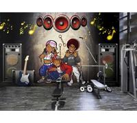 rskjdghshd Papel tapiz con temática de música rock hip-hop para cafetería y restaurante, 3D, 400 x 280 cm