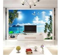 rskjdghshd Personalizado Papel Tapiz 3D De Paisaje Marino 3D Personalizado,Fondo De Tv,Papel Tapiz De Playa Mediterránea 8D,Revestimiento De Pared Para Sala De Estar-400Cmx280Cm
