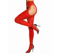 RSLOVE Medias con liguero para mujer - Medias sexy de cintura alta de 80 denares, rojo, L grande taille alto