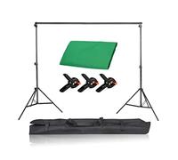 Rsmmpqa 2 soportes para telón de fondo, 2 soportes de fondo de pantalla verde para fotografía 3M, tela de poliéster y algodón, 2 soportes de fondo 3M + 3 abrazaderas