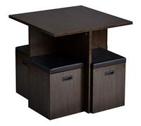 Rsmmpqa Juego de comedor de 5 piezas con otomana de almacenamiento, mesa de madera sintética y 4 otomanas, moderno juego de mesa de comedor con altura de mostrador