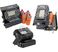 RSonic Calefacción de gas de cerámica, 1,3 kW, calefacción de camping con parrilla + hornillo de gas (calefacción con 4 cartuchos)