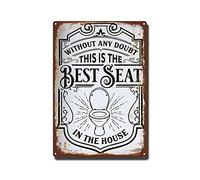 RSPYOAG Letrero de metal divertido para baño, vintage, con texto en inglés "This is the best seat in the house", decoración de pared para el hogar, baño, baño, decoración de pared retro, 8 x 12