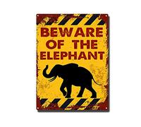 RSPYOAG Letrero de metal vintage con texto en inglés "Beware of the Elephant" (Cuidado con el elefante), letrero de estaño retro para decoración de pared para el hogar, granja, 12 x 16 pulgadas