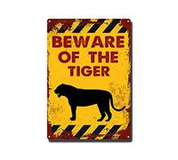 RSPYOAG Letrero de metal vintage con texto en inglés "Beware of the Tigre" para decoración de pared para el hogar, granja, 8 x 12 pulgadas, letrero de lata