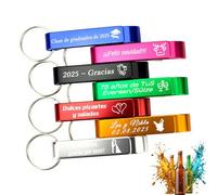 RSQGT Llaveros con Abridor de Botes Personalizados - 10 a 100 Unidades con Grabado de Logo/Texto - para Eventos, Bodas, Graduaciones, Navidad (10)