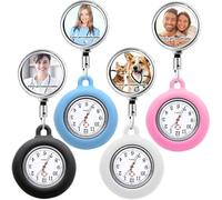 RSQGT Reloj de Enfermera Personalizado - Reloj de Bolsillo con Nombre y Foto para Enfermeras - Colgante y Broche Unisex para Profesionales Sanitarios (Mesa de Enfermera con Foto)