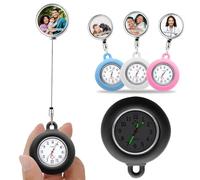 RSQGT Reloj de Enfermera Personalizado - Reloj de Bolsillo con Nombre y Foto para Enfermeras - Colgante y Broche Unisex para Profesionales Sanitarios (Hoja de cuidados de la fotografía)