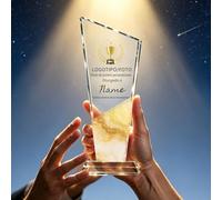 RSQGT Trofeo Personalizado de Cristal K9 con Foto y Texto, Reconocimiento para Empresas, Deportes, Educación, Jubilación y Regalos de Agradecimiento (Trofeo de Cristal Octogonal)