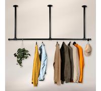 RSR Hangers Liam - Barra para colgar ropa, montaje en techo, diseño industrial, para techo, 120 x 70 cm, color negro, vestidor, pasillo, baño, vestidor
