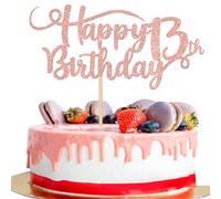 Rsstarxi 1 paquete de decoración para tarta de cumpleaños de 13 cumpleaños con purpurina número 13 trece años, decoración para tarta de cumpleaños número 13 de 13 años, decoración para fiestas de aniversario, suministros de oro rosa