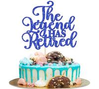 Rsstarxi 1 paquete de decoración para tartas de The Legend Has Retired con purpurina azul Goodbye Tension Hello Pension Retired Party Cake Pick for Happy Retirement Farewell Party Cake Decor