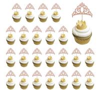 Rsstarxi Paquete de 24 adornos para cupcakes con purpurina de Magic Academy Witch Theme para decoración de tartas de baby shower, fiesta de cumpleaños, color oro rosa