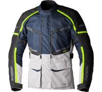RST Maverick Evo Chaqueta textil de motocicleta, Azul oscuro/plata/neón, Talla XL
