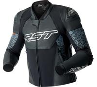 RST Pro Series Supersport-K D3O Chaqueta de cuero de motocicleta perforada, negro-gris, tamaño 58 para Hombres