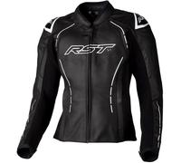 RST S1 Chaqueta de cuero para damas, negro-blanco, tamaño L para Mujer