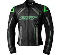 RST S1 Chaqueta de cuero de motocicleta, negro-verde, tamaño 46