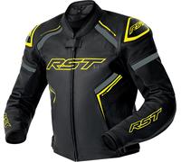 RST S1 D3O Chaqueta de cuero de motocicleta perforada, negro-amarillo, tamaño 50 para Hombres