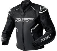 RST S1 D3O Chaqueta de cuero de motocicleta perforada, Negro/Blanco, Talla 58