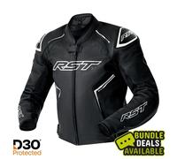RST S1 D3O Chaqueta de cuero de motocicleta perforada, negro-blanco, tamaño 56 para Hombres