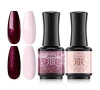 RSTYLE Esmaltes de Uñas Púrpura Rosa Brillo Semipermanentes Kit de Esmaltes de Uñas UV LED Uñas en Gel Semipermanente Nail Art Manicura DIY Set 2 * 15ML