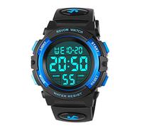 RSVOM Relojes para niños niños, Reloj Deportivo Digital al Aire Libre Impermeable con Alarma/cronómetro, Relojes de Pulsera Digitales para niños para Regalos de cumpleaños/Regalos - Azul, Blue, S,