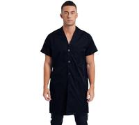Rswnyirn Bata de trabajo para hombre, de manga corta, con tira de botones, para taller, farmacia, uniforme de laboratorio, en gris, azul, negro, azul marino, XXL