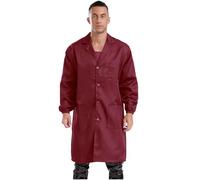 Rswnyirn Bata de trabajo para hombre de manga larga, bata de laboratorio con botones, bolsillos, abrigo de trabajo, uniforme de taller, ropa de trabajo en gris, azul, rojo, rojo, XXXL