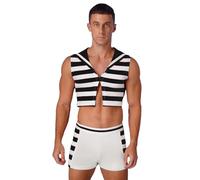 Rswnyirn Disfraz de capitán de marinero para hombre, uniforme de juego de rol, top sin mangas, parte superior, calzoncillos tipo bóxer, carnaval, cosplay, color negro, XXL