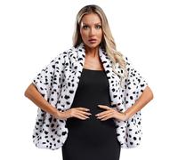 Rswnyirn Disfraz de diablo para mujer, pelo sintético, estola, capa dálmata, bufanda, bolero, shrug Halloween, carnaval, fiesta temática, cosplay, tipo A, talla única