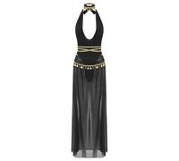 Rswnyirn Disfraz de mujer egipcia de Cleopatra con accesorios, para fiesta temática, carnaval, cosplay, color negro, XL