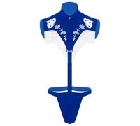 Rswnyirn Disfraz de vaquero para hombre, disfraz de cowboy sexy, ropa interior, lencería para Halloween, carnaval, azul real, 3XL