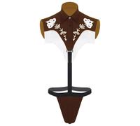 Rswnyirn Disfraz de vaquero para hombre, disfraz de cowboy sexy, ropa interior, lencería para Halloween, carnaval, café, 3XL