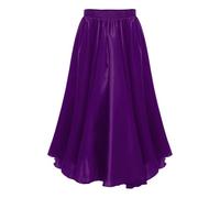 Rswnyirn Falda de baile larga para niña, falda flamenca española, falda maxi, falda de danza del vientre, falda con goma elástica, monocolor, ropa de baile para niños, morado, 122-128