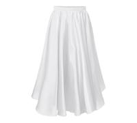 Rswnyirn Falda de baile larga para niña, falda flamenca española, falda maxi, falda de danza del vientre, falda con goma elástica, monocolor, ropa de baile para niños, Blanco, 98-104