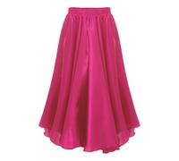 Rswnyirn Falda de Baile Niñas Largo Flamenco Español Falda de Chiffon Maxifalda Swing Falda de Danza del Vientre con Elástico Monocromo Ropa de Baile Infantil para el Escenario, Rosa intenso., 146-152