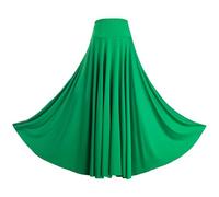 Rswnyirn Falda larga de baile para mujer, falda larga con cintura elástica, falda flamenca estándar, verde, L