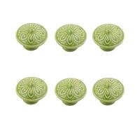 RSWZSFL 6 Piezas Tiradores Colores para Armarios Pomos Redondos para Cajones de Cerámica con Tornillos Tiradores para Muebles Solo Orificio para Puertas,Habitaciones infantiles (Green)