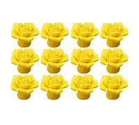 RSWZSFL Tiradores de Cerámica para Cajón 12 Piezas Pomos de Armarios Pomos de Gabinete en forma de Rosa para Cajones,Puerta (Yellow)
