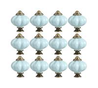 RSWZSFL Tiradores para Muebles 12 Piezas Pomos para Armarios de Cerámica con forma de Calabaza Pomo para Habitación infantil Tiradores Vintage para Cajones de Cocina (Light blue)