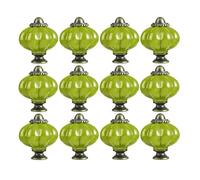 RSWZSFL Tiradores para Muebles 12 Piezas Pomos para Armarios de Cerámica con forma de Calabaza Pomo para Habitación infantil Tiradores Vintage para Cajones de Cocina (Light green)