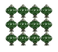 RSWZSFL Tiradores para Muebles 12 Piezas Pomos para Armarios de Cerámica con forma de Calabaza Pomo para Habitación infantil Tiradores Vintage para Cajones de Cocina (Dark green)